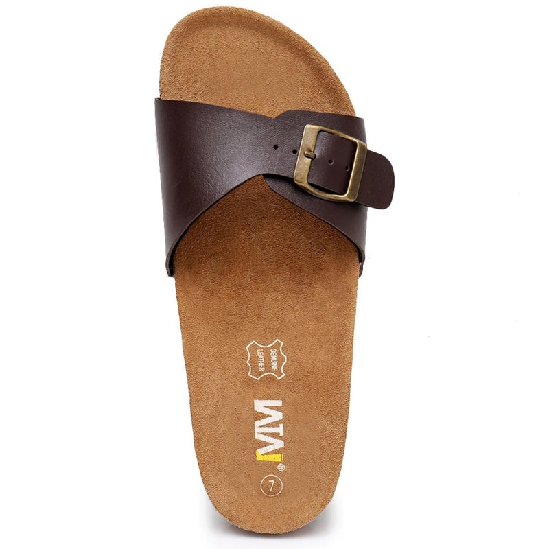 WTW Women's Cork Footbed Sandals Cow Suede Slide Sandals for Women with Adjustable Strap Buckle Open Toe Beach Sandals - Image 4